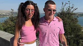 fucked a cute girl and her bisexual boyfriend in a wild threesome after meeting on the street.