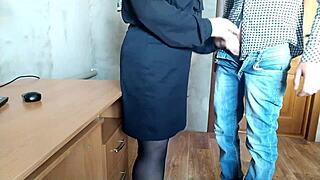 Mother-in-Law Masturbates Pussy Through Pantyhose for Stepson-in-Law's Sperm, OMG! 😲