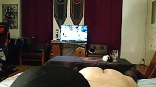 fucking my gay slave's throat deep with a throatpie while watching porn hd