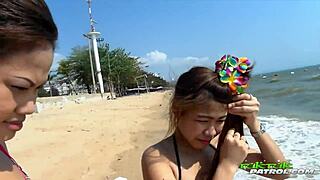 lucky tourist scored a wet double blowjob from thai amateurs.