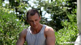 Watch Satin Bloom hit climax with outdoor anal action.