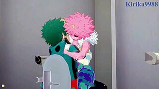 Mina Ashido, Momo Yaoyorozu, and Izuku Midoriya dive into intense 3D hentai sex from My Hero Academia.