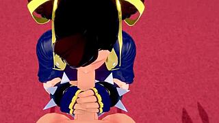 Chun-Li gives blowjob and gets fucked in POV street fantasy