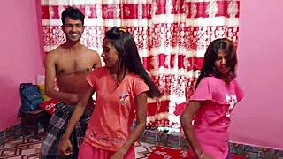 Hanif, Popy Khatun, Sumona, Manik Mia in wild bikini foursome dance and bang