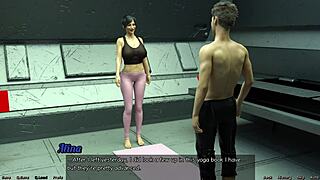 Stranded in Space 91, big boobs milf stretches out in game