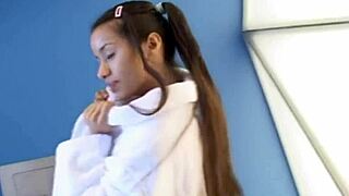 Little Lupe gets off solo with close-up shaved pussy play