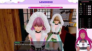 vtuber lewdneko dives into harem hotel game with naked twins and big ass action