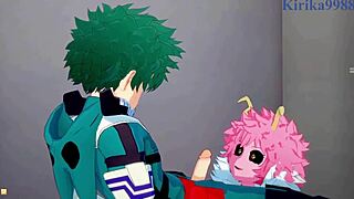 Mina Ashido, Momo Yaoyorozu, and Izuku Midoriya dive into intense 3D hentai sex from My Hero Academia.