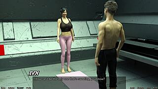 Stranded in Space 91, big boobs milf stretches out in game