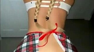 beautiful blonde girl in costume gets fucked doggystyle with cumshot