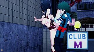 Mina Ashido, Momo Yaoyorozu, and Izuku Midoriya dive into intense 3D hentai sex from My Hero Academia.