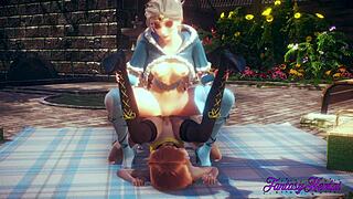 Frozen hentai elsa and anna get fingered in threesome
