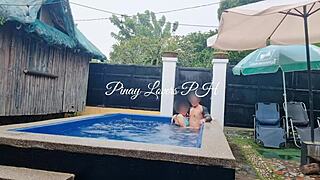 I made my horny wifey squirt in public pool