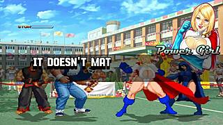 hentai mugen brian battler and kim dong hwan clash with power girl and raven. who wins?