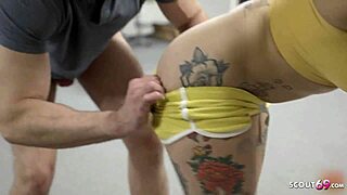 German SCANDAL SEX in PUBLIC GYM with Big Boobs Tattoo Bitch Mara Martinez