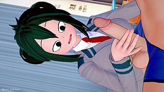 i visit the infirmary in my school uniform for some handjob fun with froppy