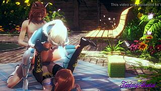 Frozen hentai elsa and anna get fingered in threesome