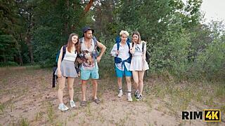 rim4k wives swap for rimming and anal banging in the forest.