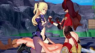 Genshin Impact: 3D animated teen hentai with archer girls