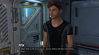 Stranded in Space 91, big boobs milf stretches out in game