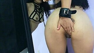 young amateur with big ass masturbates bound, achieving squirt in homemade solo session