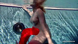 russian teen lucie dives naked in pool