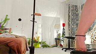 Curvy milf oils up her nude body, voyeur cam catchin’ everythin’!