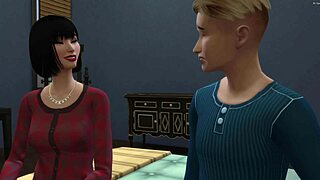 Japanese stepmom seduces stepson after catching him masturbating hard