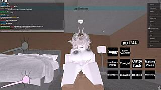 in roblox world, she bends over for doggystyle and rides big black cock hard