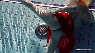 russian teen lucie dives naked in pool