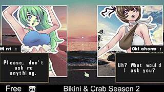 Bikini & Crab Season 2 Striptease with Clothes Ripped in Anime Hentai Game