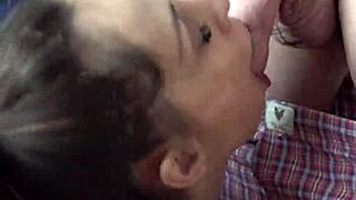 Candie cross on her knees, begging for that facial blowjob?