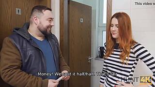 Hey, why’d this redhead belle get banged by a stranger in a toilet while her bf watches?