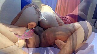 Big natural tits bouncing while getting rough fucked