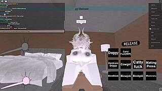 in roblox world, she bends over for doggystyle and rides big black cock hard