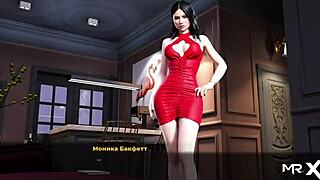 in this hentai game, she secretly sucks her boss off at home, episode 2