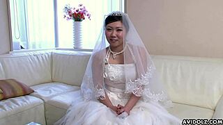 Japanese Brunette Emi Koizumi Banged Hard in Wedding Dress Uncensored Scene