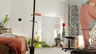 Curvy milf oils up her nude body, voyeur cam catchin’ everythin’!