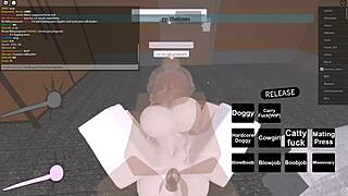 in roblox world, she bends over for doggystyle and rides big black cock hard