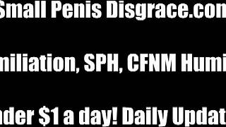 A femdom scene with a small penis submissive