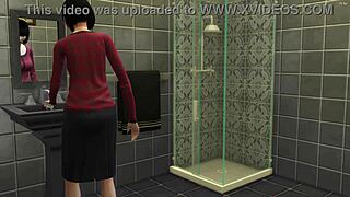 Japanese stepmom seduces stepson after catching him masturbating hard