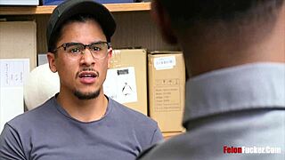 interracial felon gets exploited with bareback blowjob in public!