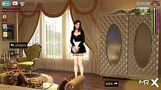 in this hentai game, she secretly sucks her boss off at home, episode 2