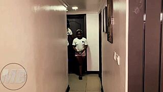 Big Booty Ebony Girl Takes BBC Alone at Home