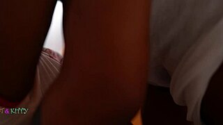 Ebony amateur kittylove gets railed hard with a monster black cock from behind.