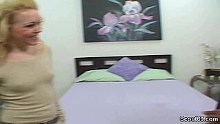 In a real casting interview, the petite blonde teen takes on a monster black cock deepthroat. She handles the big black dick with ease.