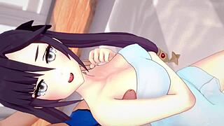 Mona from Genshin Impact in an uncensored hentai cartoon