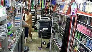 reviewing security cameras and finding a mature massage surprise