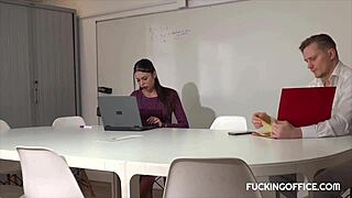 maintenance man cools horny secretary down