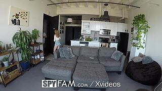 Spyfam step sister convinces step bro to have sex with creampie